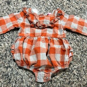 Ruffle Butts Orange and Grey Diaper Cover with Gingham Pattern